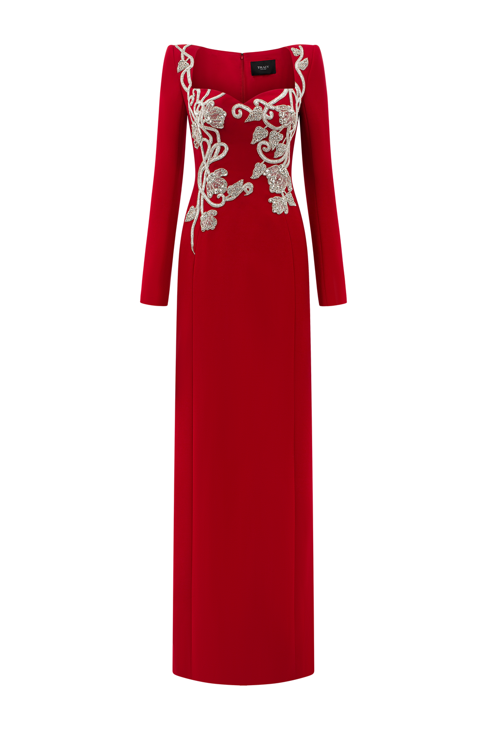 Square Neck Crystal Embellished Straight Dress